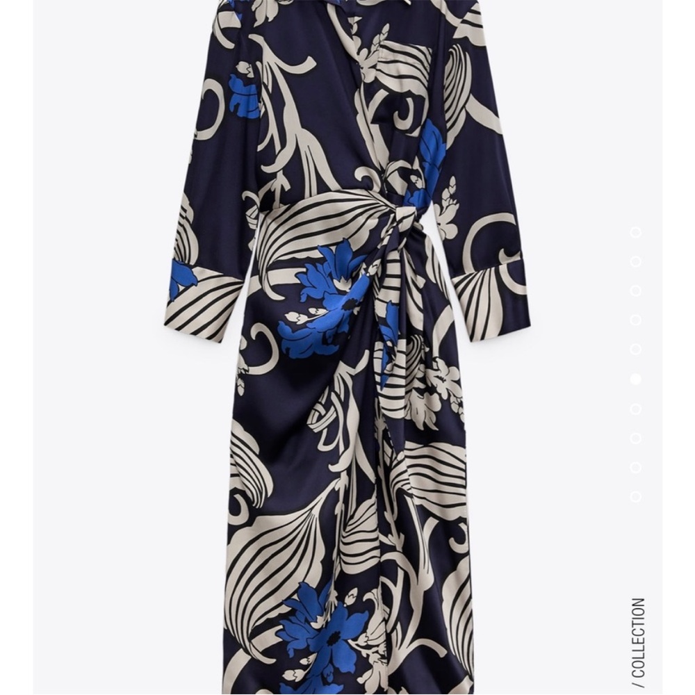 ZARA SS23 PRINTED SHIRT DRESS MIDI WRAP FRONT 7732/343/218 - Picture 8 of 10